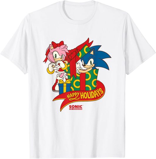 Sonic The Hedgehog Christmas Happy Holidays Sonic & Amy T-Shirt