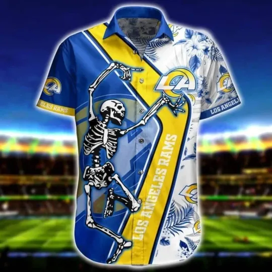 Discover Los Angeles Rams Skeleton Hawaiian Shirt