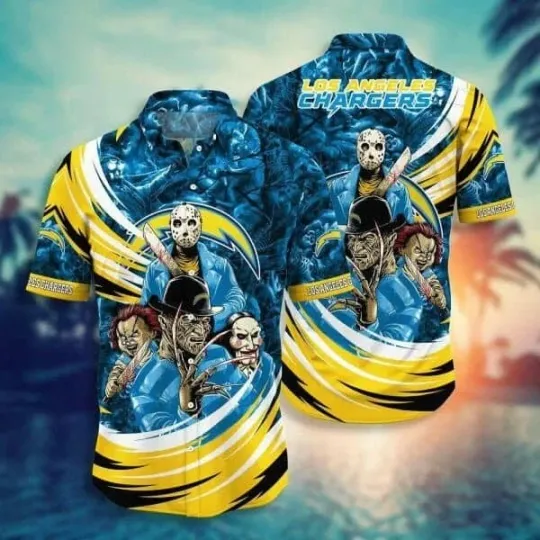 Discover Los Angeles Chargers Halloween Blue Hawaiian Shirt