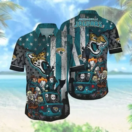 Discover Jacksonville Jaguars Halloween America Flag Hawaiian Shirt