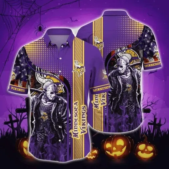 Minnesota Vikings Horror Halloween Night Hawaiian Shirt