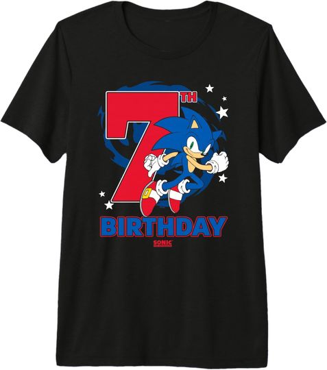 Discover Sonic The Hedgehog Epic Sonic 7th Birthday Big Chest Logo Premium Tri-blend T-Shirt