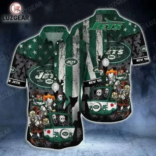 Discover New York Jets Halloween Green Hawaiian Shirt