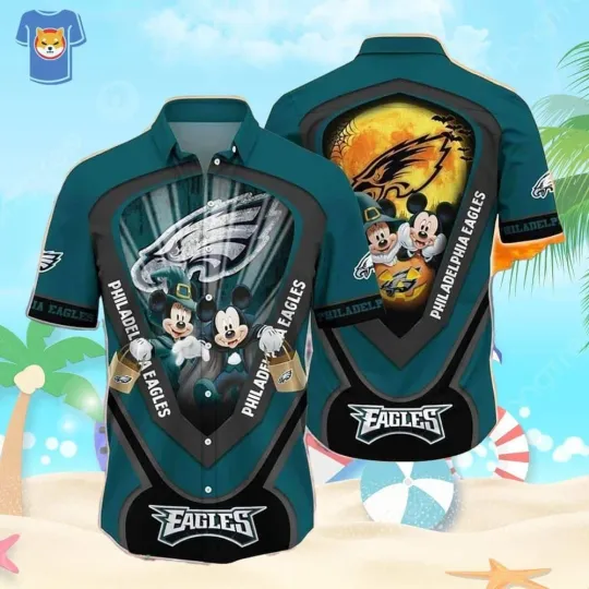 Discover Mickey Halloween Night Philadelphia Eagles Football Hawaiian Shirt