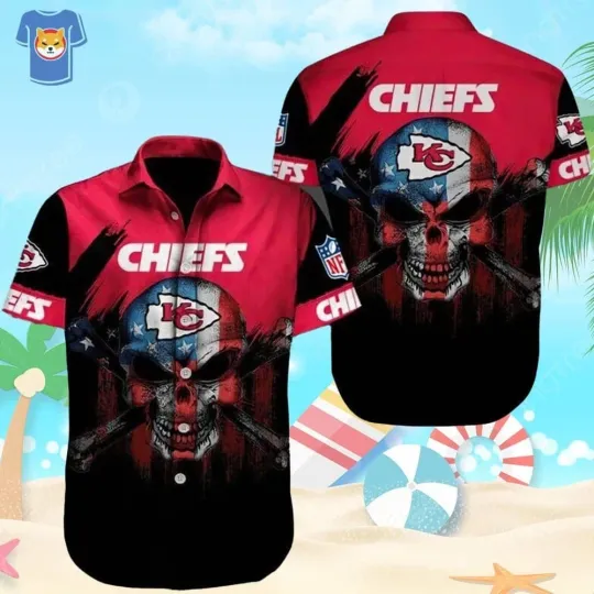 Kansas City Chiefs Football Hawaiian Shirt Horror Skull