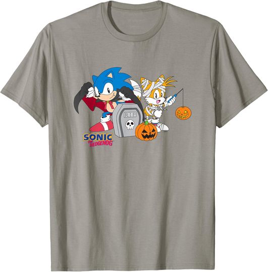 Discover Sonic The Hedgehog Halloween Creepy Sonic And Tails Logo T-Shirt