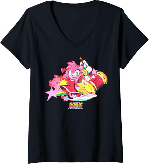 Discover Womens Sonic Racing CrossWorlds - Amy Decal V-Neck T-Shirt