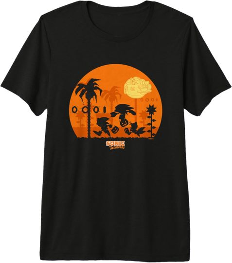 Discover Sonic The Hedgehog Halloween Haunt Candy Silhouette Big Logo Premium Tri-blend T-Shirt