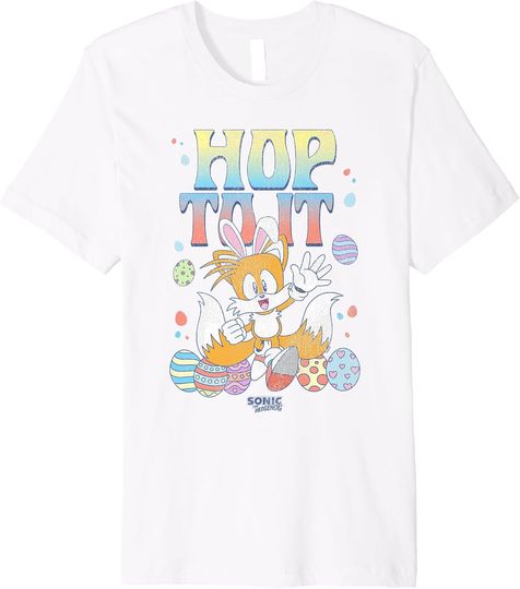 Discover Sonic The Hedgehog Easter Hop To It Tails Retro Chest Logo Premium T-Shirt