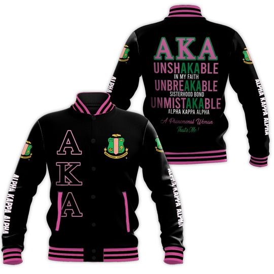 Alpha Kappa Alpha Varsity Jacket, Salmon Pink And Apple Green Unbreakable Inspired 1908 Sorority Jacket, Greek Life Apparel, Sorority Gift