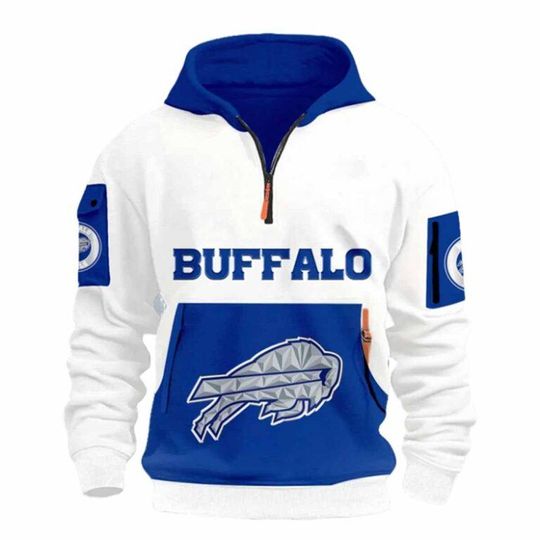 Bills Blue And White Rivalries Quarter Zip Hoodie 2025