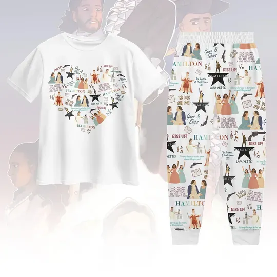 Discover Hamilton Musical T-Shirt and Pants Set, Broadway Theater Pajamas, Alexander Hamilton Sleepwear, Christmas Pajamas Set
