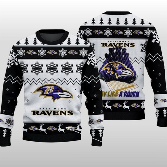 2025 Christmas Baltimore Ravens May Like A Raven Ugly Sweater
