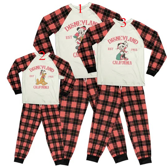 Discover Disneyland California Plaid Christmas Pajamas, Disney Friends Holiday Sleepwear, Family Christmas PJs