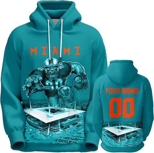 Discover Custom Football Hoodies Personalized 3D Miami Sweatshirts