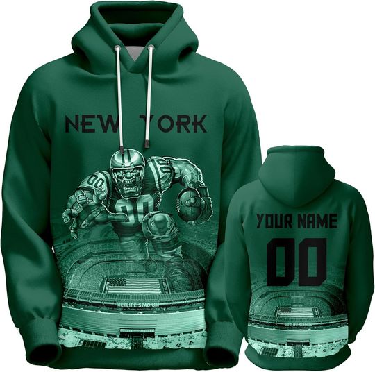 Discover Custom Football Hoodies Personalized 3D New York Sweatshirts