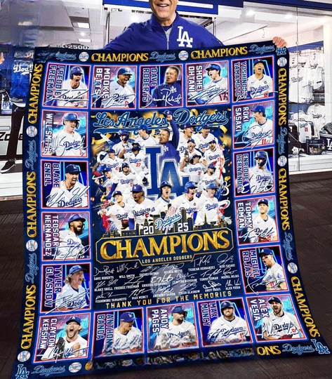 Discover Los Angeles World Series 2025 Christmas Fleece Blanket Quilt