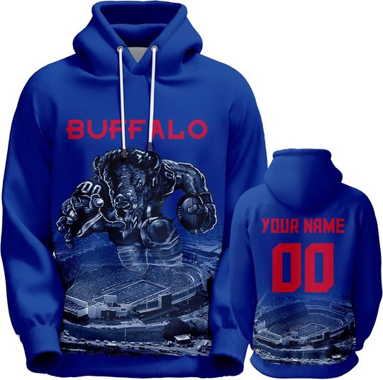 Discover Custom Football Hoodies Personalized 3D Buffalo Sweatshirts