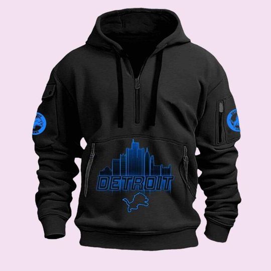 Lions Back In Black Quarter Zip Hoodie