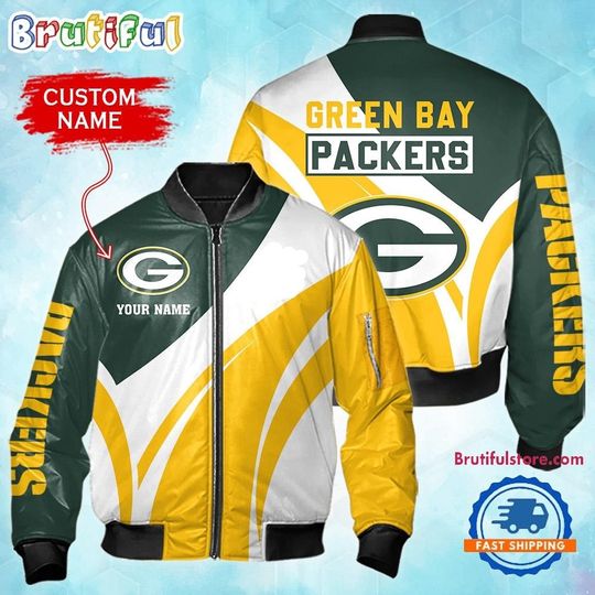Green Bay Packers Football Team Logo Personalized Bomber Jacket