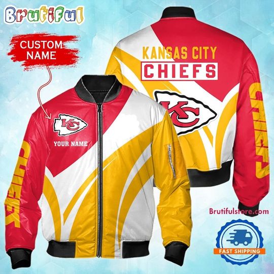 Kansas City Chiefs Football Team Logo Personalized Bomber Jacket