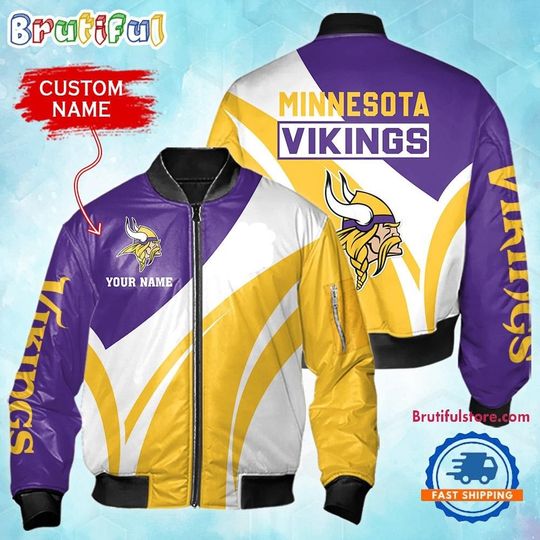 Minnesota Vikings Football Team Logo Personalized Bomber Jacket
