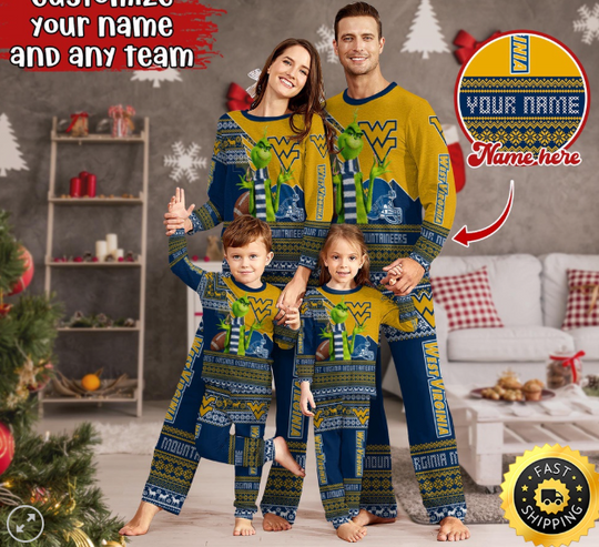 West Virginia Mountaineers Pajamas Xmas For Sport Family