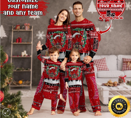 Wisconsins Badge Pajamas Xmas For Sports Fan