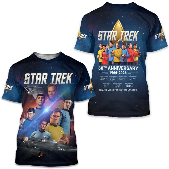 Star Tr*ek 60Th Anniversary 1966-2026 Signatures 3D Printed T-Shirt