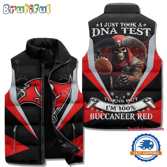 Tampa Bay Buccaneers Sporty Mascot Design Sleeveless Puffer Jacket