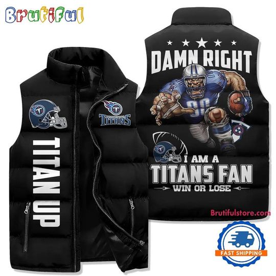 Tennessee Titans Sporty Mascot Design Sleeveless Puffer Jacket