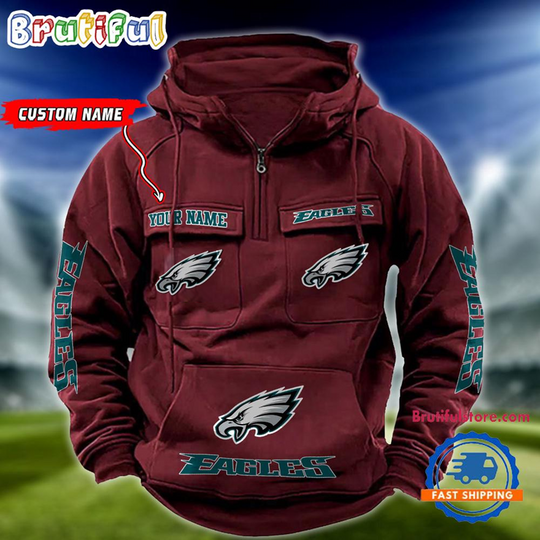 Philadelphia Eagles Football Team Custom Name Cargo Hoodie