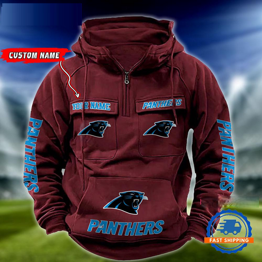 Carolina Panthers Football Team Custom Name Cargo Hoodie
