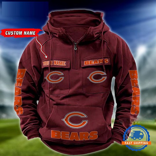 Chicago Bears Football Team Custom Name Cargo Hoodie