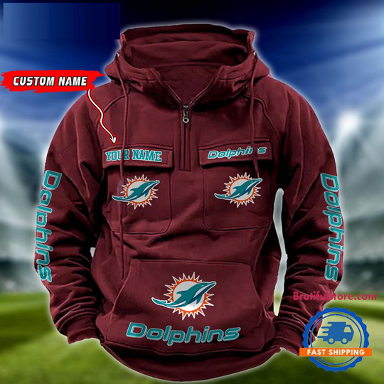 Miami Dolphins Football Team Custom Name Cargo Hoodie
