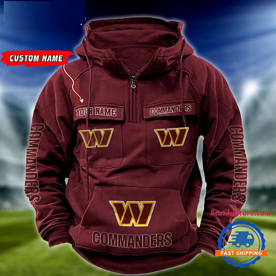 Washington Commanders Football Team Custom Name Cargo Hoodie