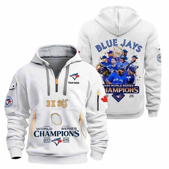2025 Blue Jays 3X World Series Champions Quarter Zip Hoodie