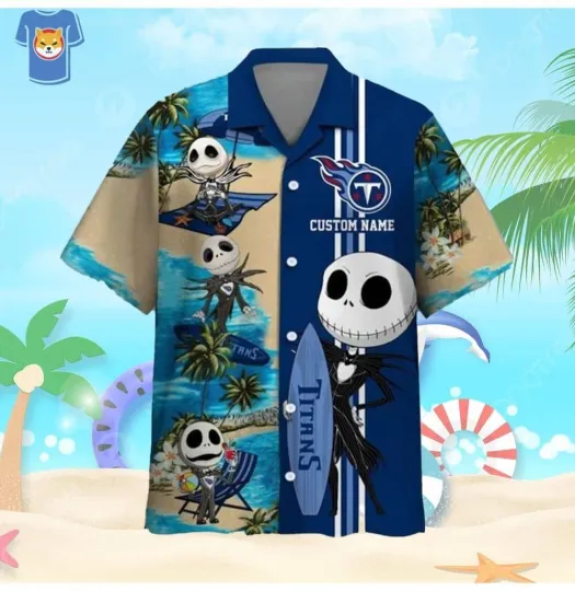 Discover Custom Name Tennessee Titans Jack Skellington Hawaiian Shirt
