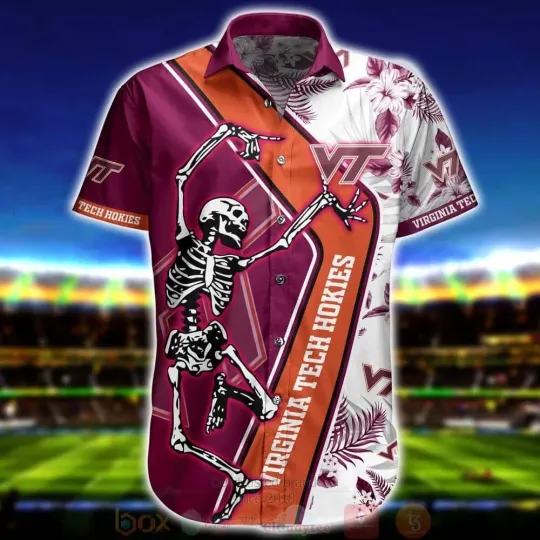 Discover NCAA Virginia Tech Hokies Skeleton Hawaiian Shirt