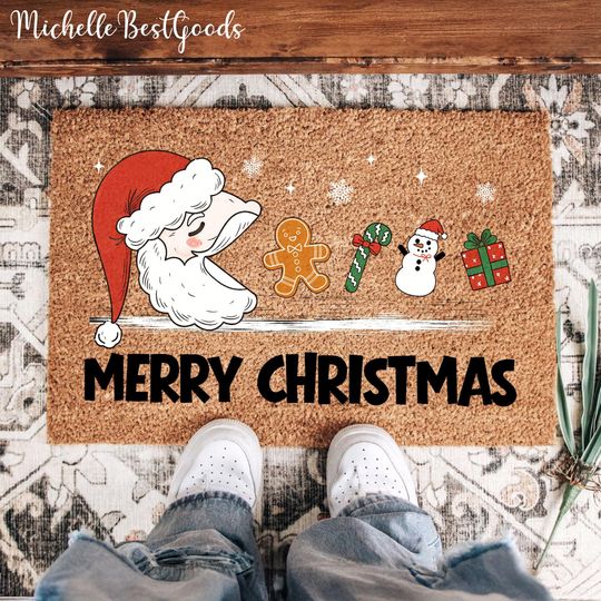 Discover Merry Christmas Santa Gingerbread Doormat, Festive Entrance Rug for Home