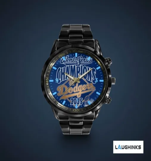 Discover LA Dodgers 2025 World Series Champions Black Stainless Steel Watch