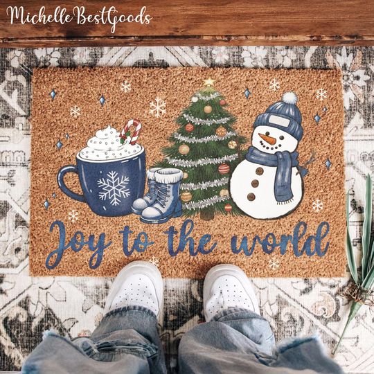 Discover Snowman Doormat, Winter Holiday Door Mat, Christmas Snowflake Coir Mat, Front Porch Patio Decor