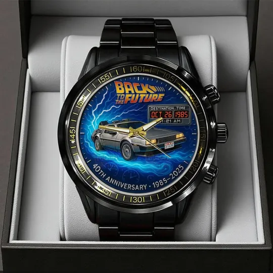 Back to the Future 40th Anniversary 2025 Black Stainless Steel Watch