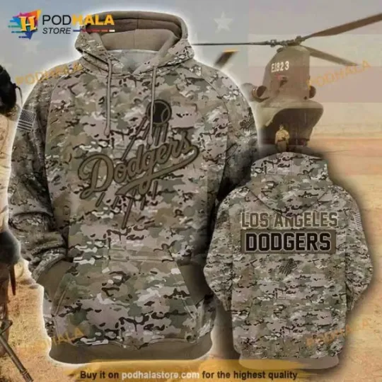 Discover L.A. D0dg*rs Camouflage Veteran 3D Hoodie