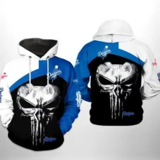 Discover L.A. D0dg*rs MLB Punisher Skull 3D Hoodie