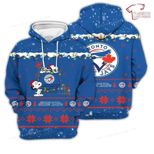 Discover Merry Christmas Season Toronto B.Jays Snoopy 3D Hoodie