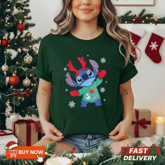 Discover Disney Lilo & Stitch Christmas Outfit Celebration TShirt - Multicolors, S-5XL