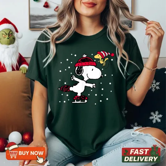 Discover Peanuts Snoopy and Woodstock Skate Holiday TShirt - Multicolors, S-5XL