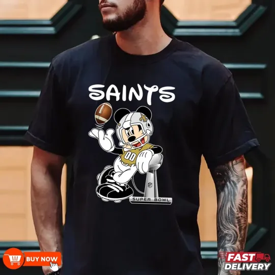 Discover NEW New Orleans Saints Mickey Football TShirt - Multicolors, S-5XL