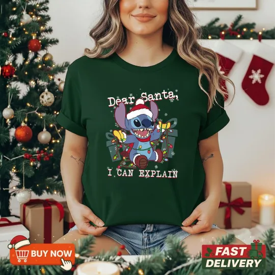 Discover Lilo & Stitch Christmas Dear Santa, I Can Explain TShirt - Multicolors, S-5XL